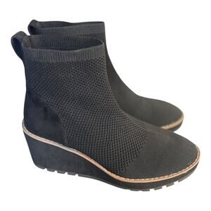 Anne Klein Women’s Black Parley Wedge Stretch Ankle Boots Size-6.5m
